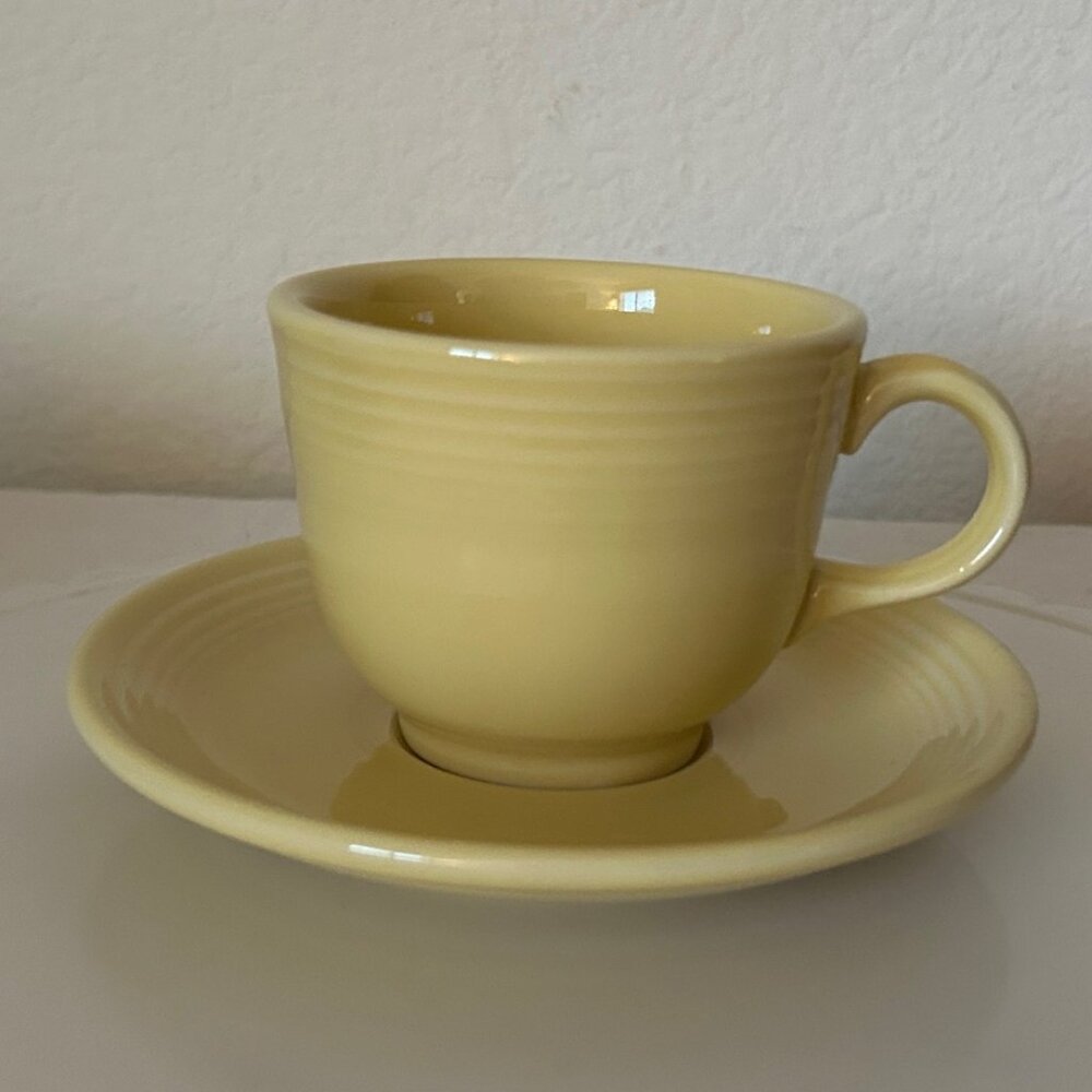 Fiesta Tea Cup and Saucer Yellow NEW UNUSED
